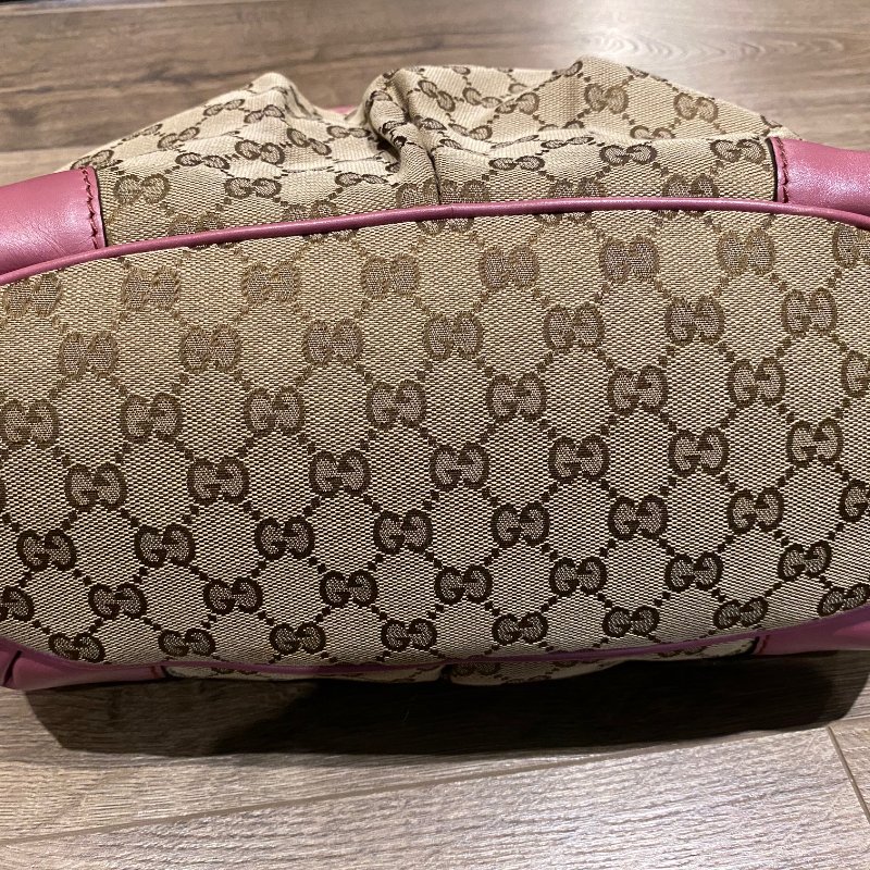 Gucci典雅高貴GG緹花布拼皮革肩背包-10