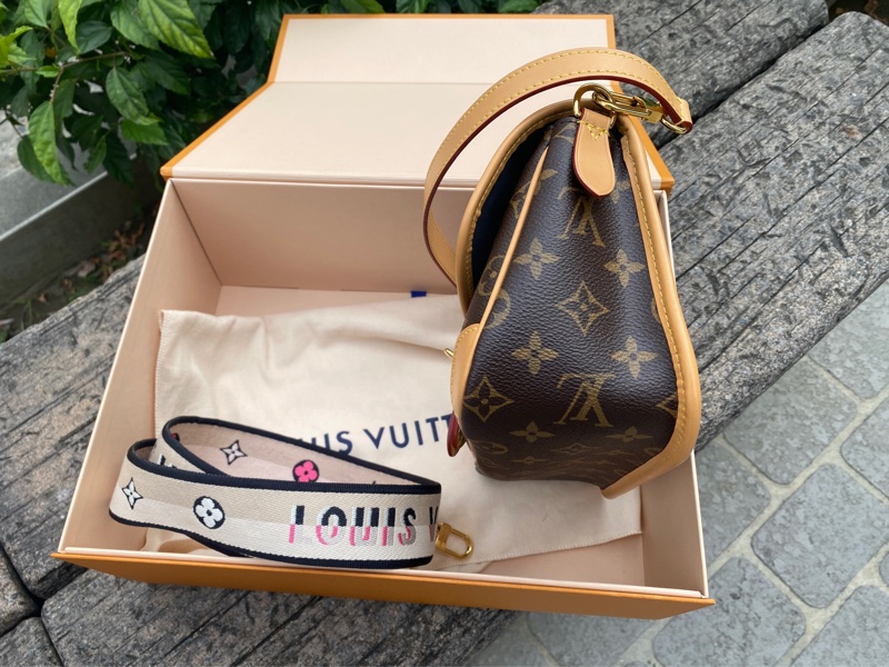 近新LV 原花Diane Monogram帆布法棍包斜背肩背包M45985-6