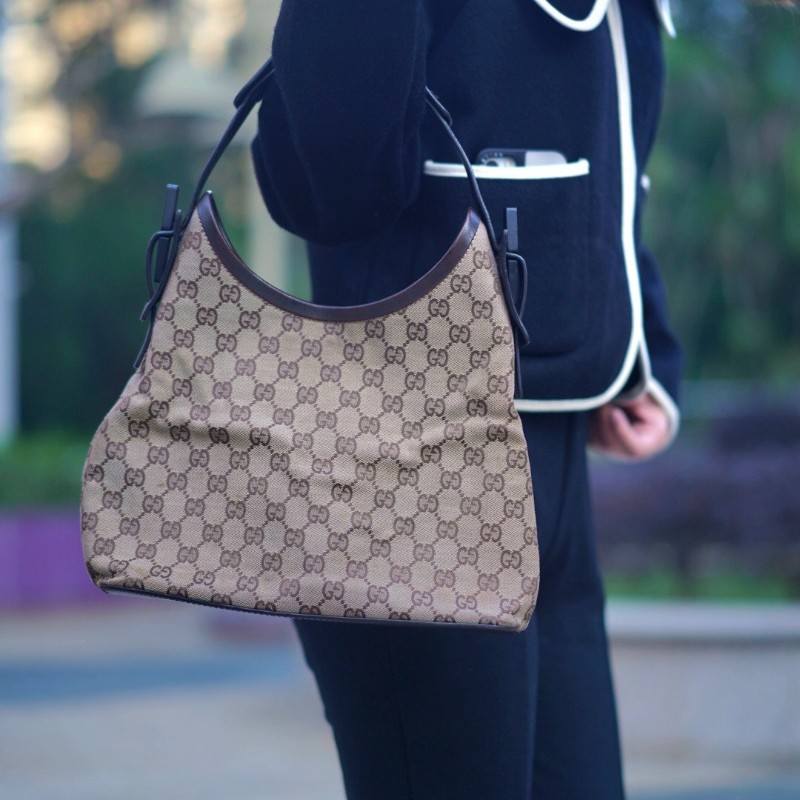 復古GUCCI GG 側肩包-1