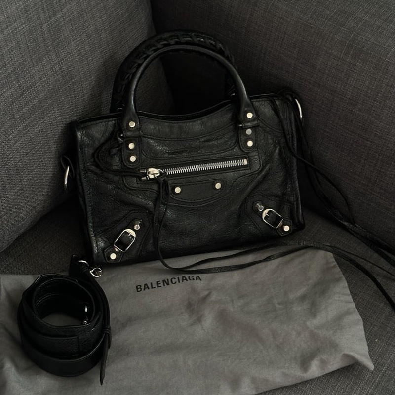 BALENCIAGA 巴黎世家Mini City銀釦機車包-0