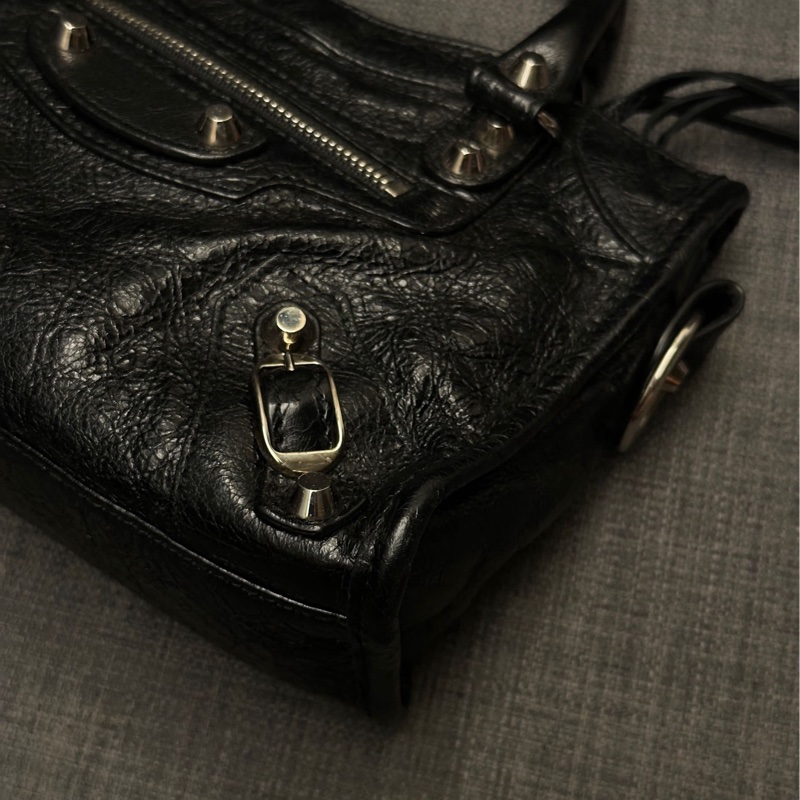 BALENCIAGA 巴黎世家Mini City銀釦機車包-1