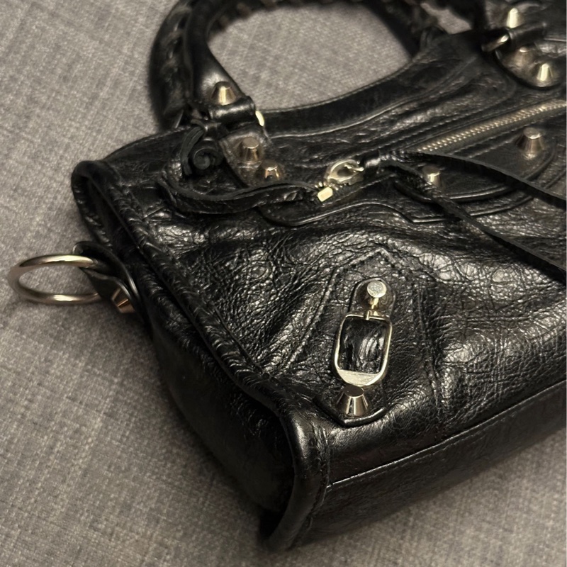 BALENCIAGA 巴黎世家Mini City銀釦機車包-7