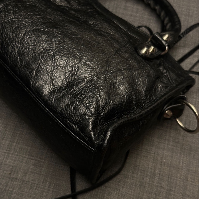 BALENCIAGA 巴黎世家Mini City銀釦機車包-13