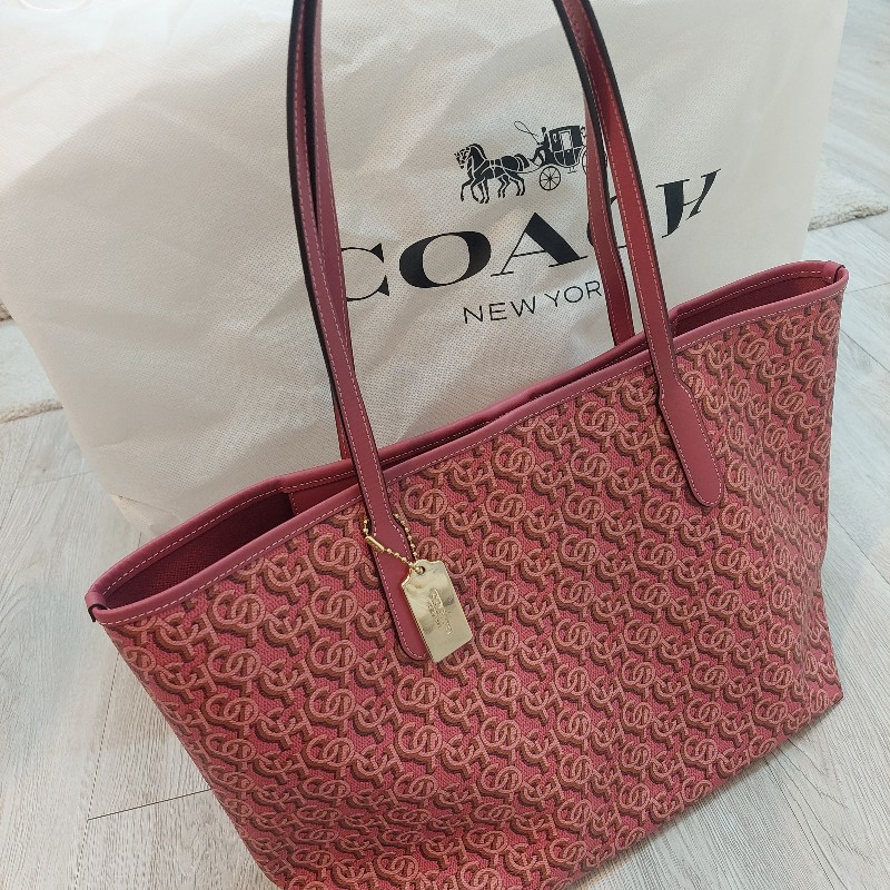 coach cf342 city新版Logo印花托特包 (紅)-7