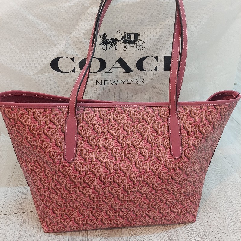 coach cf342 city新版Logo印花托特包 (紅)-8