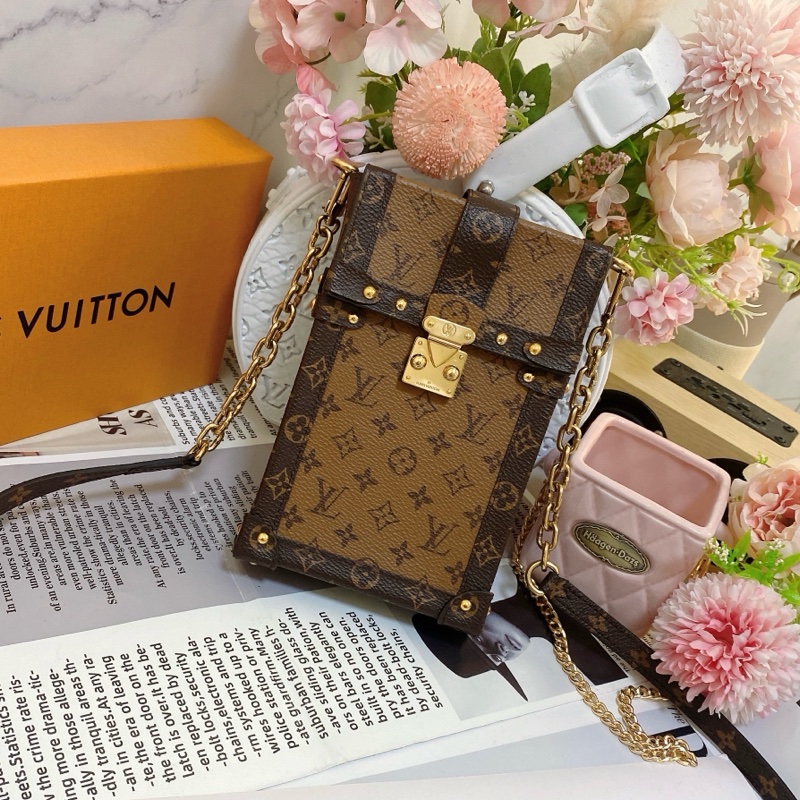 LV M67873 經典老花拼色手機鏈條包-0