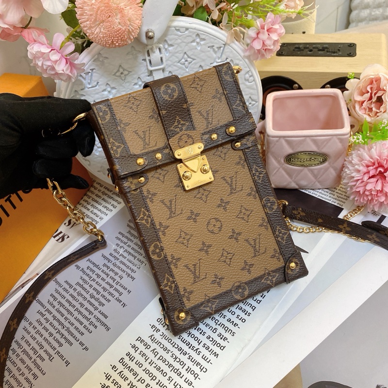 LV M67873 經典老花拼色手機鏈條包-3