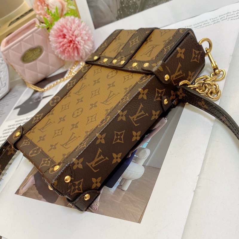 LV M67873 經典老花拼色手機鏈條包-6