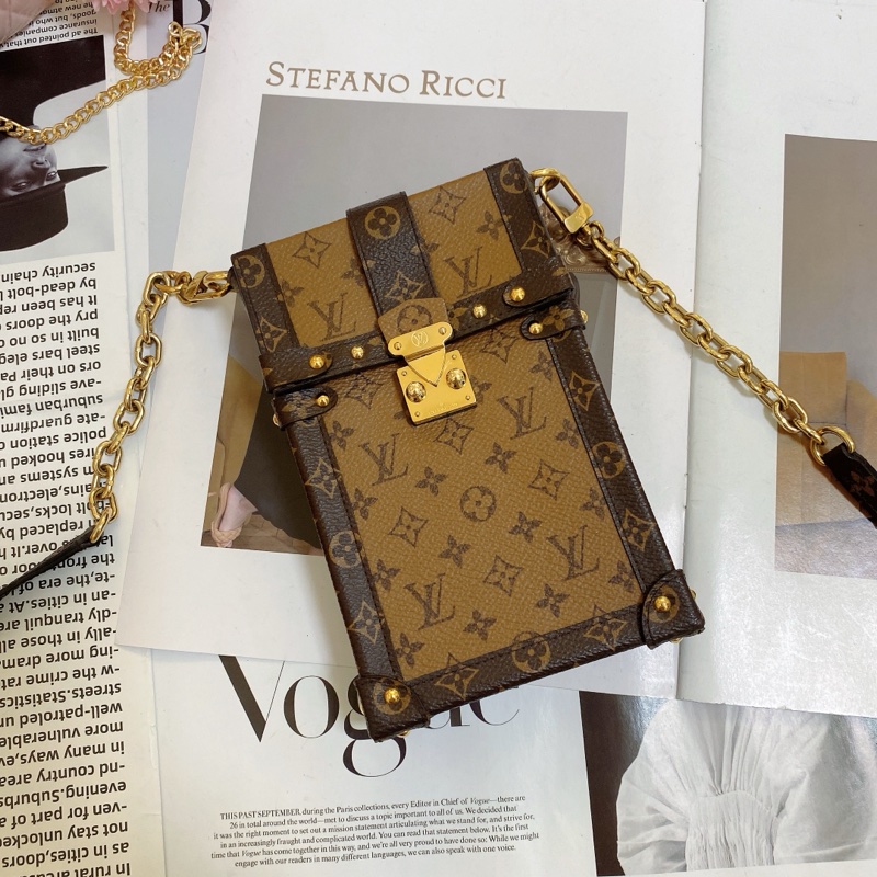 LV M67873 經典老花拼色手機鏈條包-8