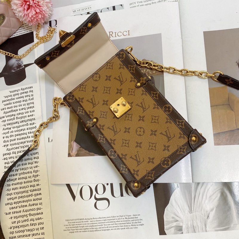 LV M67873 經典老花拼色手機鏈條包-9