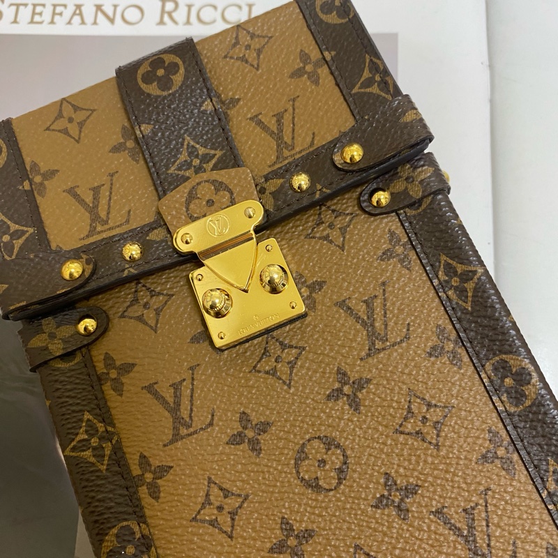 LV M67873 經典老花拼色手機鏈條包-13