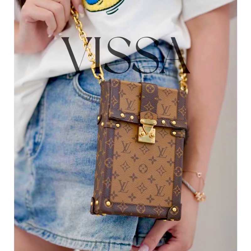 LV M67873 經典老花拼色手機鏈條包-23