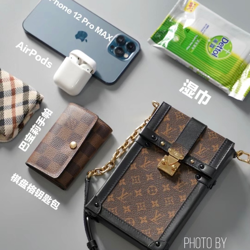 LV M67873 經典老花拼色手機鏈條包-25