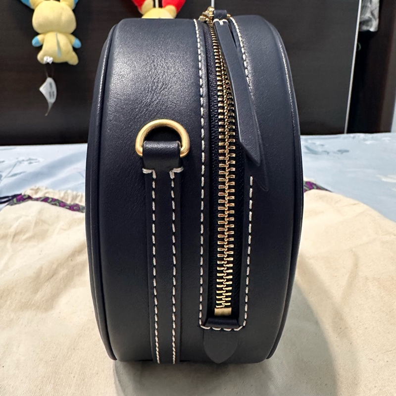 Tory Burch T monogram 專櫃款 藍老花 圓餅包 大顆 大手機中夾可入 熱門包款-6