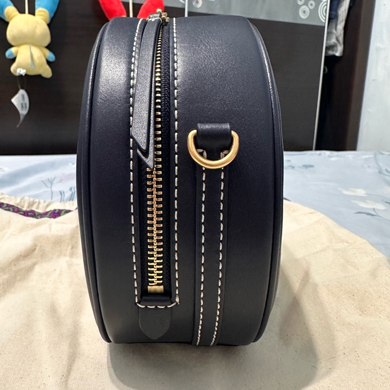 Tory Burch T monogram 專櫃款 藍老花 圓餅包 大顆 大手機中夾可入 熱門包款-7