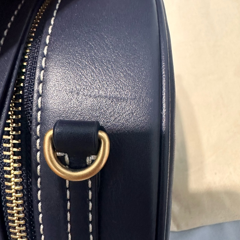 Tory Burch T monogram 專櫃款 藍老花 圓餅包 大顆 大手機中夾可入 熱門包款-13