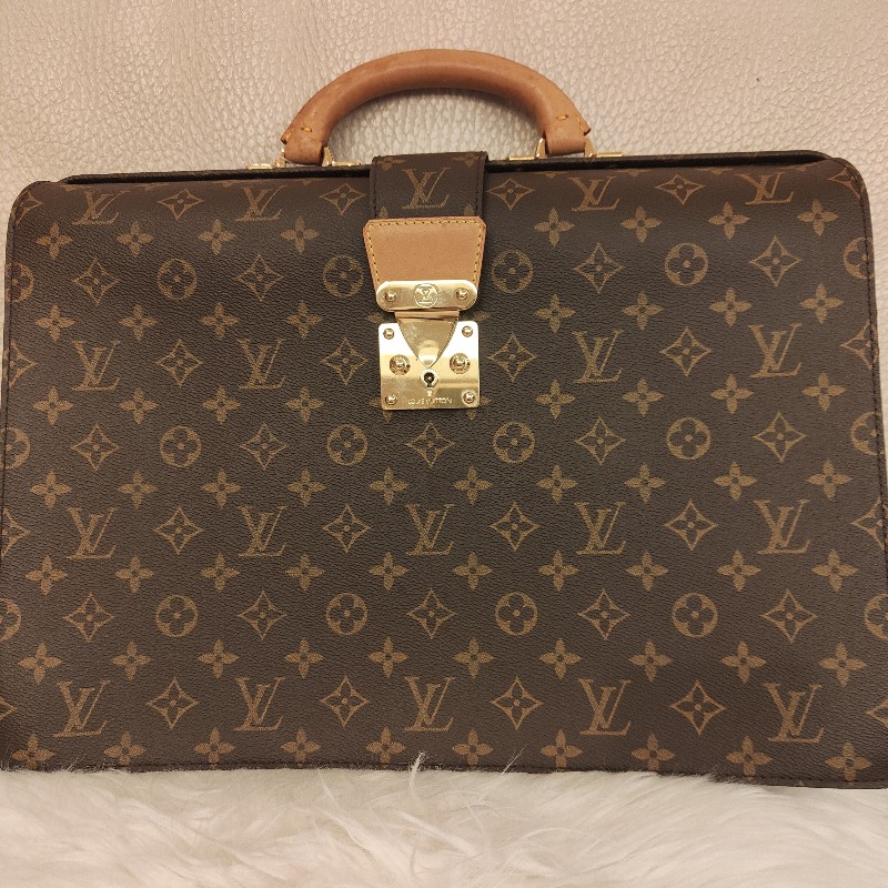 LV經典老花牛皮公事包-5