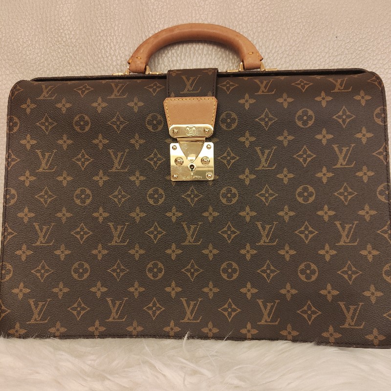 LV經典老花牛皮公事包-6