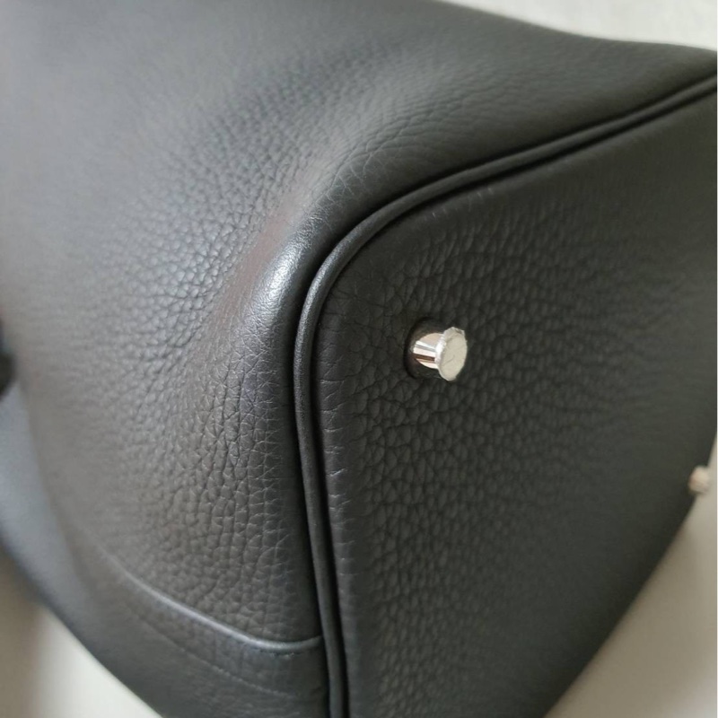 ❌售出 價甜Hermes 愛馬仕 菜籃子22 黑色銀釦-7