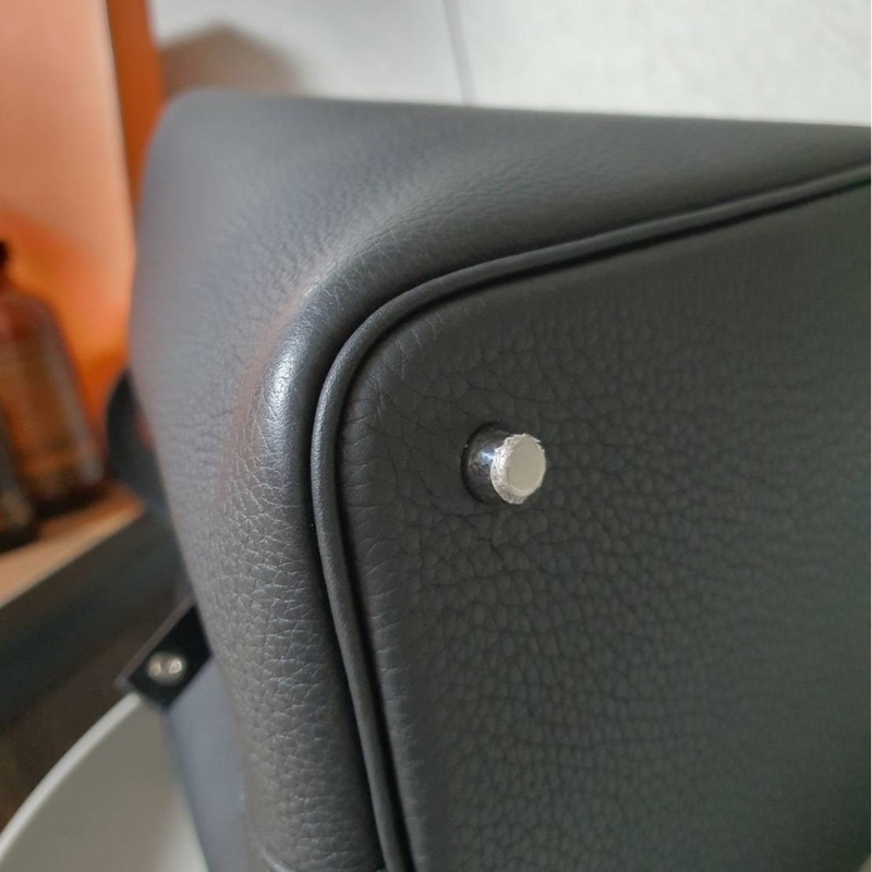 ❌售出 價甜Hermes 愛馬仕 菜籃子22 黑色銀釦-9