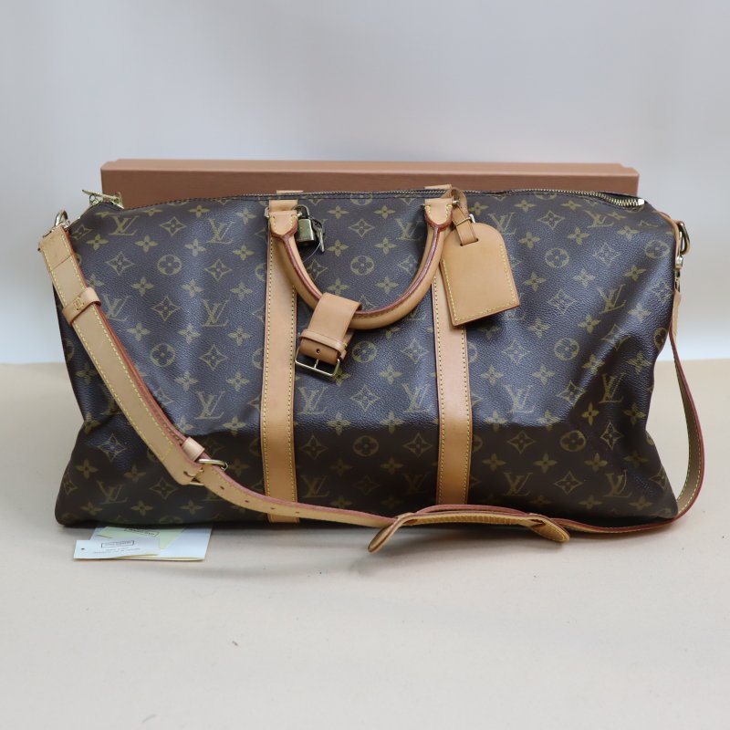 LOUIS VUITTON LV 路易威登 #726 KEEPALL 50 原花 老花 字紋 手提包 健身包 行李袋 旅行袋M41416 二手-0