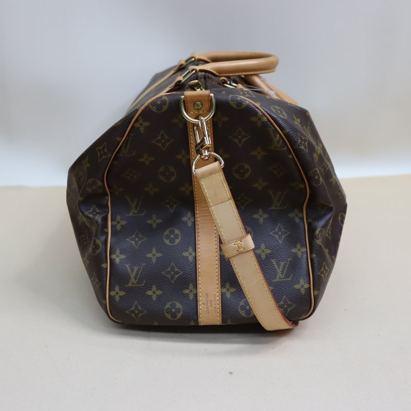 LOUIS VUITTON LV 路易威登 #726 KEEPALL 50 原花 老花 字紋 手提包 健身包 行李袋 旅行袋M41416 二手-3