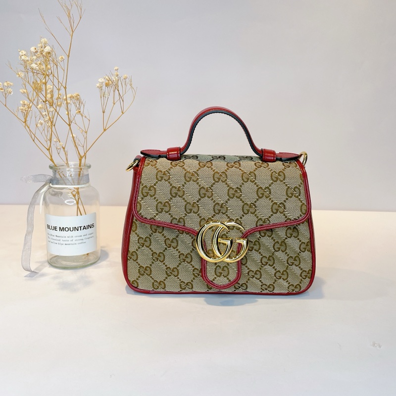 GUCCI MARMONT經典雙G緹花布菱格紋手提兩用包-0