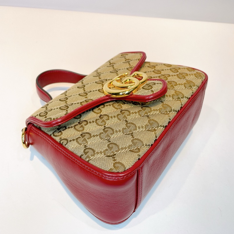 GUCCI MARMONT經典雙G緹花布菱格紋手提兩用包-2