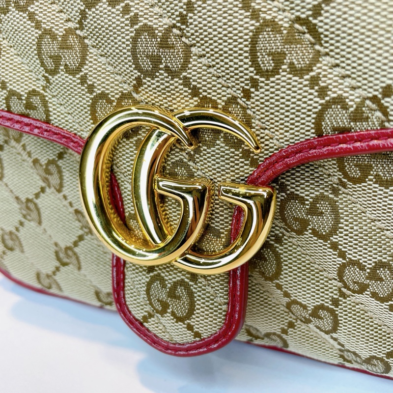 GUCCI MARMONT經典雙G緹花布菱格紋手提兩用包-4