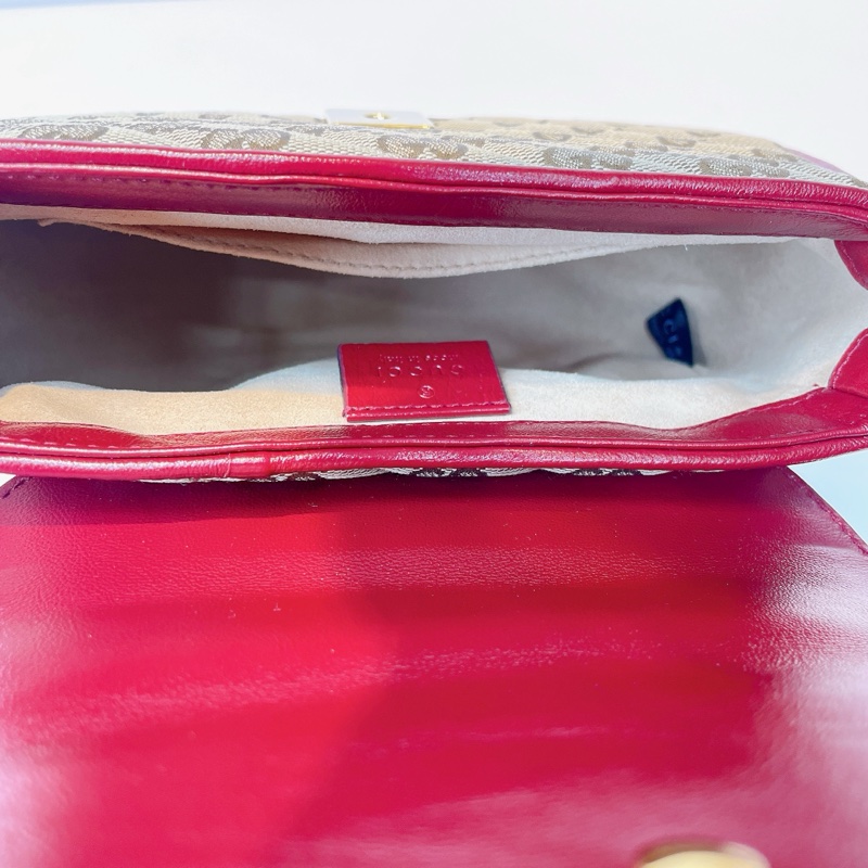 GUCCI MARMONT經典雙G緹花布菱格紋手提兩用包-6