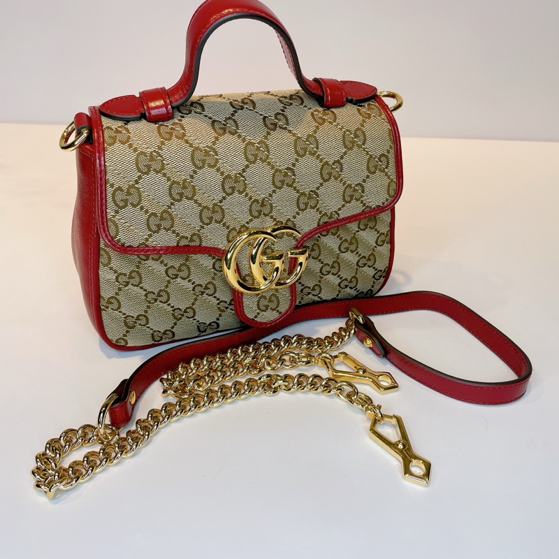 GUCCI MARMONT經典雙G緹花布菱格紋手提兩用包-7