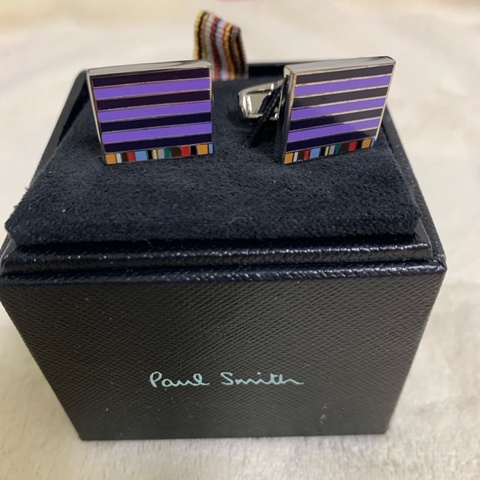 paul smith 袖扣 條紋紫