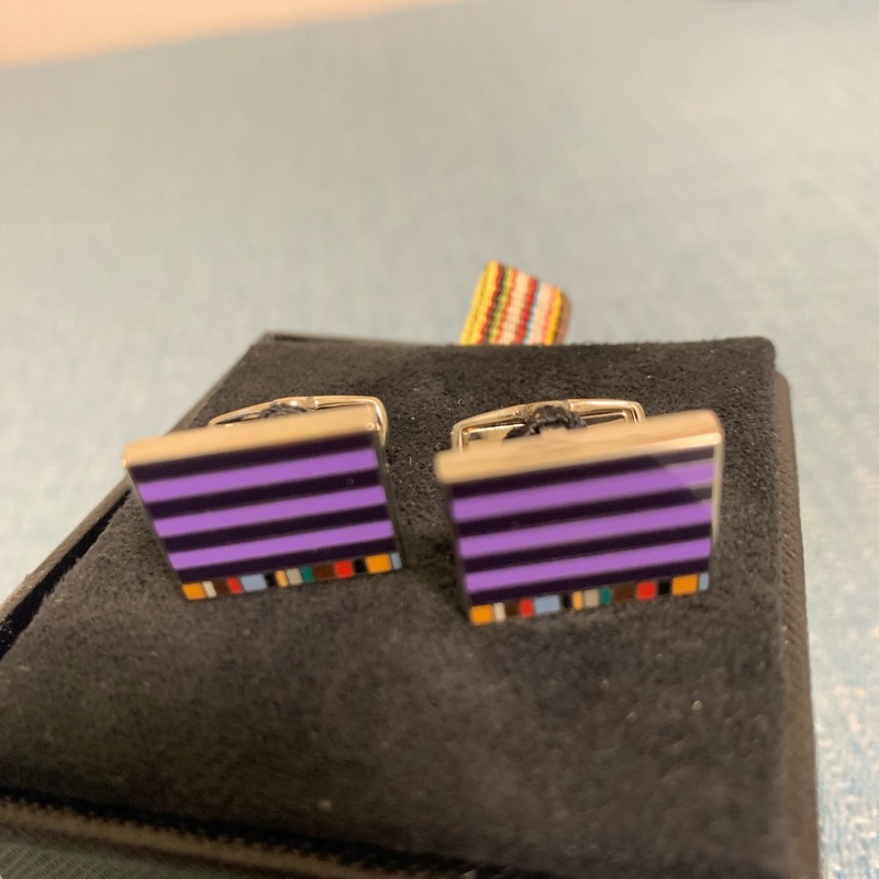 paul smith 袖扣 條紋紫-1