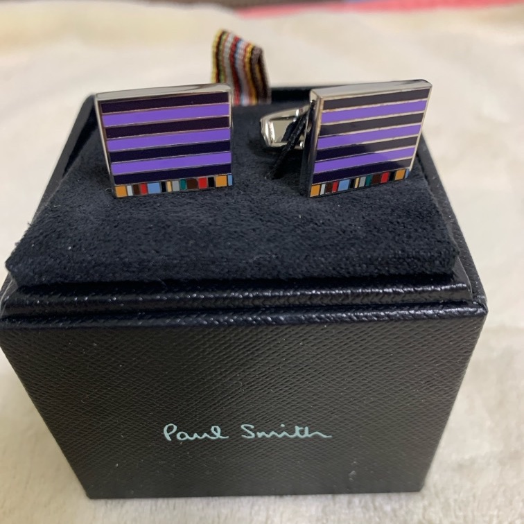 paul smith 袖扣 條紋紫-5