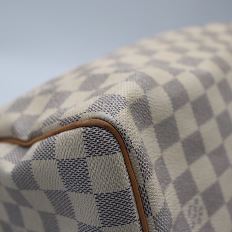 LOUIS VUITTON LV 路易威登 #1714 N41534 白色 棋盤格紋 Speedy 25 手提 波士頓包-6