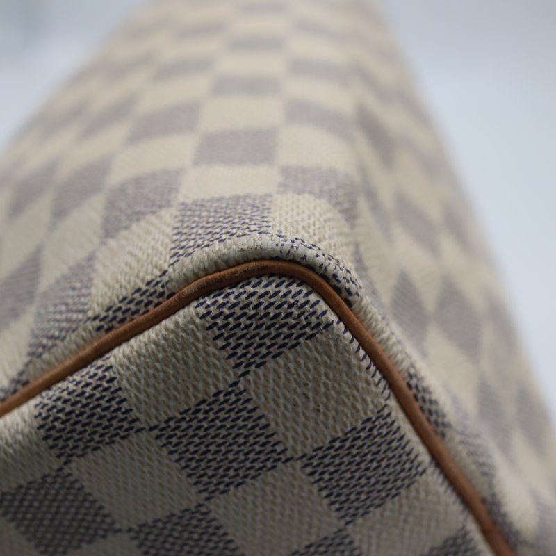 LOUIS VUITTON LV 路易威登 #1714 N41534 白色 棋盤格紋 Speedy 25 手提 波士頓包-8