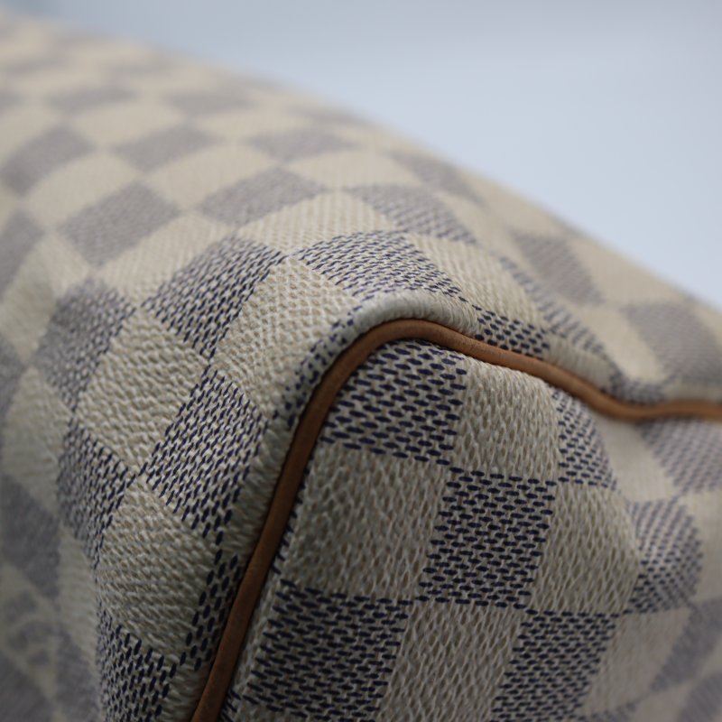 LOUIS VUITTON LV 路易威登 #1714 N41534 白色 棋盤格紋 Speedy 25 手提 波士頓包-9