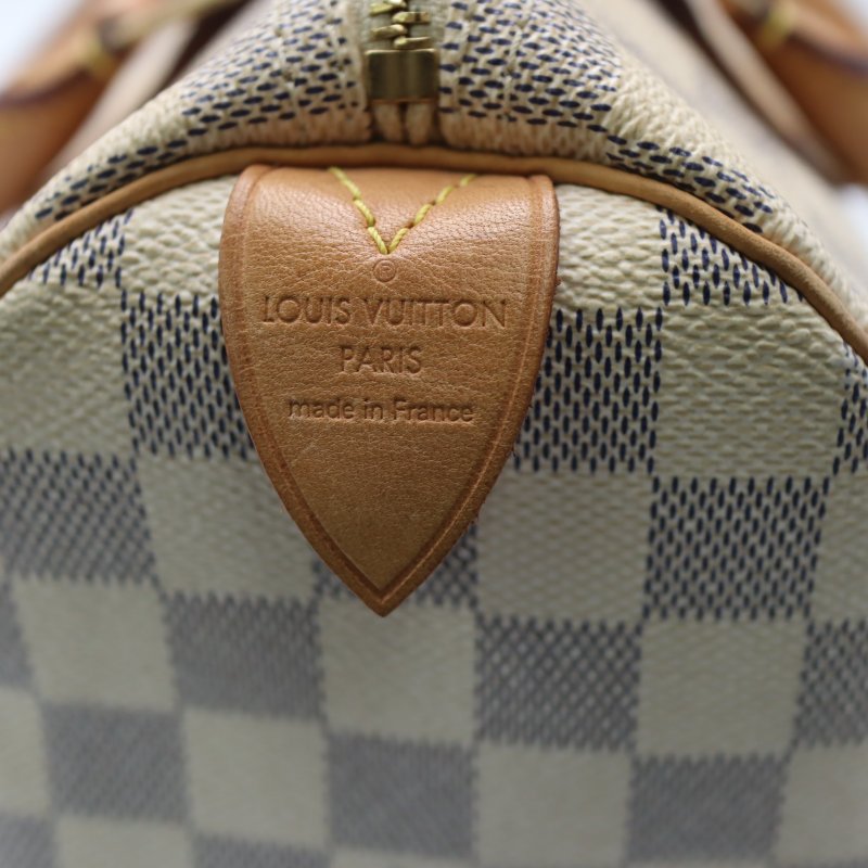 LOUIS VUITTON LV 路易威登 #1714 N41534 白色 棋盤格紋 Speedy 25 手提 波士頓包-12