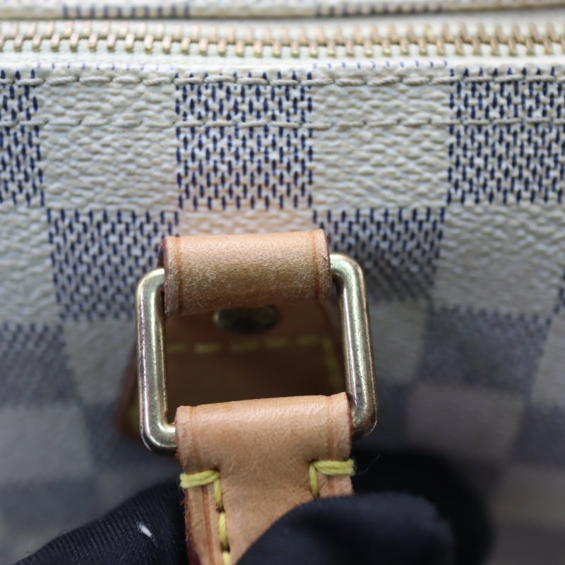 LOUIS VUITTON LV 路易威登 #1714 N41534 白色 棋盤格紋 Speedy 25 手提 波士頓包-15