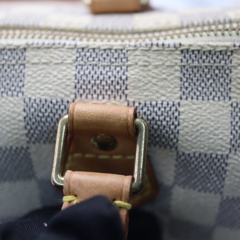 LOUIS VUITTON LV 路易威登 #1714 N41534 白色 棋盤格紋 Speedy 25 手提 波士頓包-16