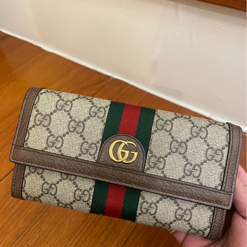 GUCCI 紅綠PVC釦式長夾-0