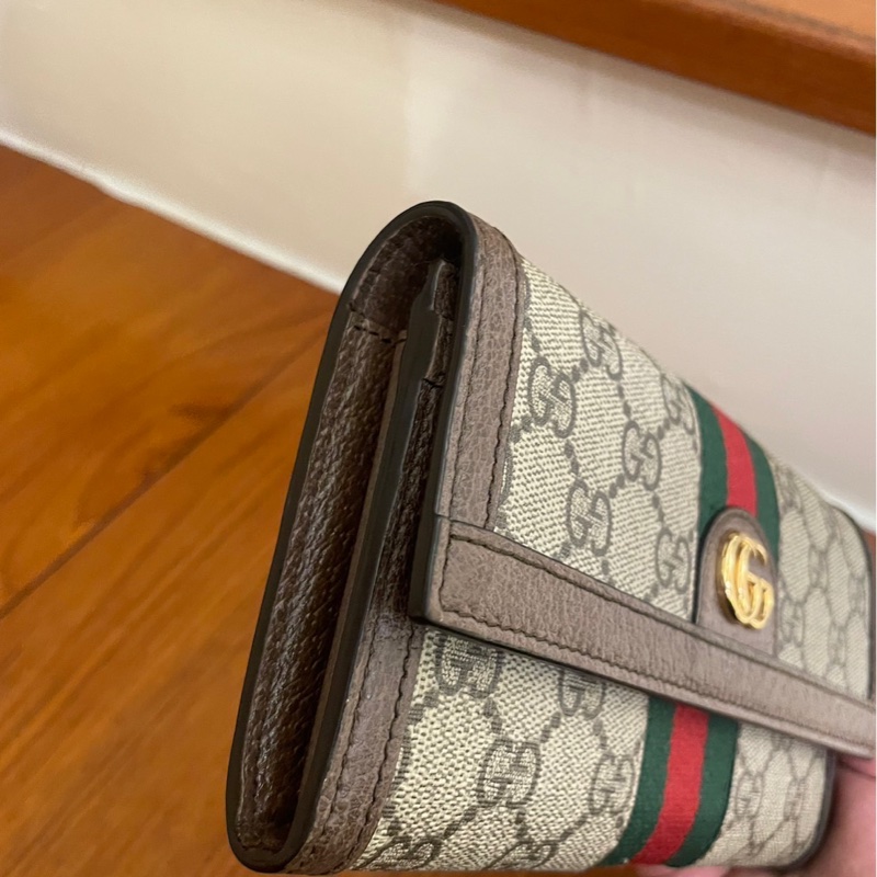 GUCCI 紅綠PVC釦式長夾-1