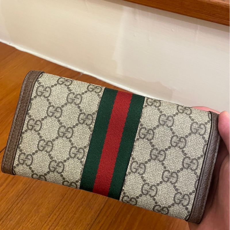 GUCCI 紅綠PVC釦式長夾-3