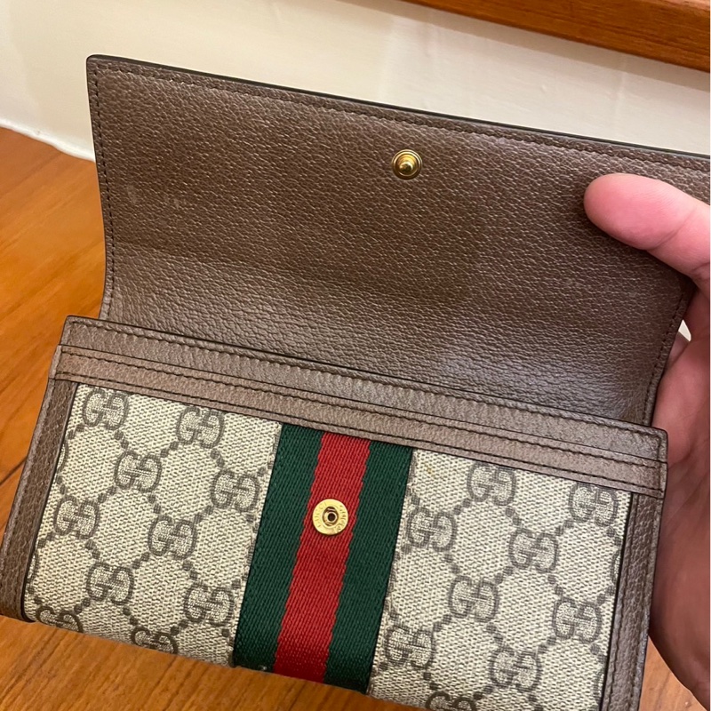 GUCCI 紅綠PVC釦式長夾-4