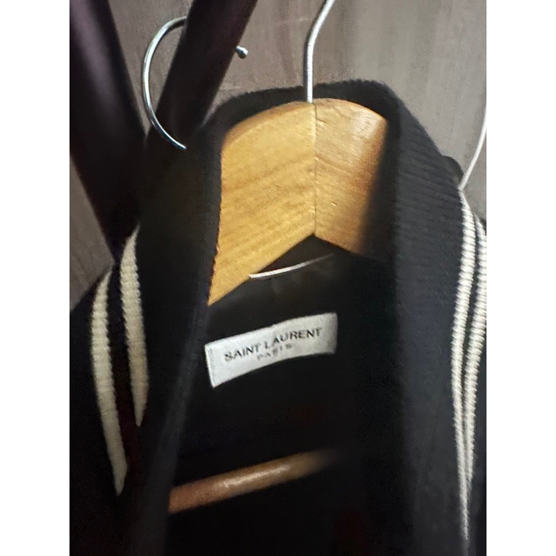 ysl  Saint Laurent Teddy 經典黑白羊毛棒球外套-6