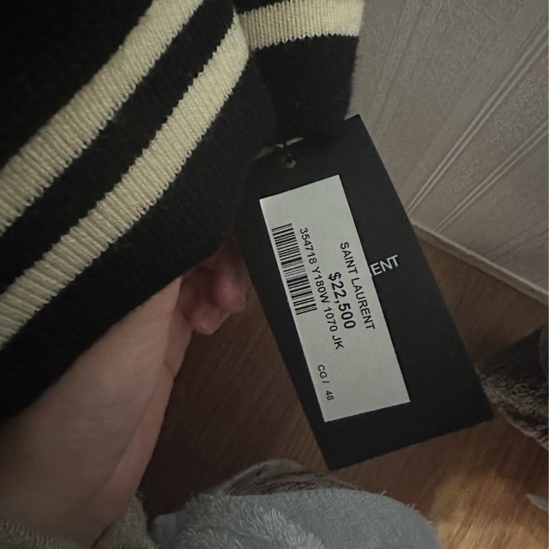 ysl  Saint Laurent Teddy 經典黑白羊毛棒球外套-8