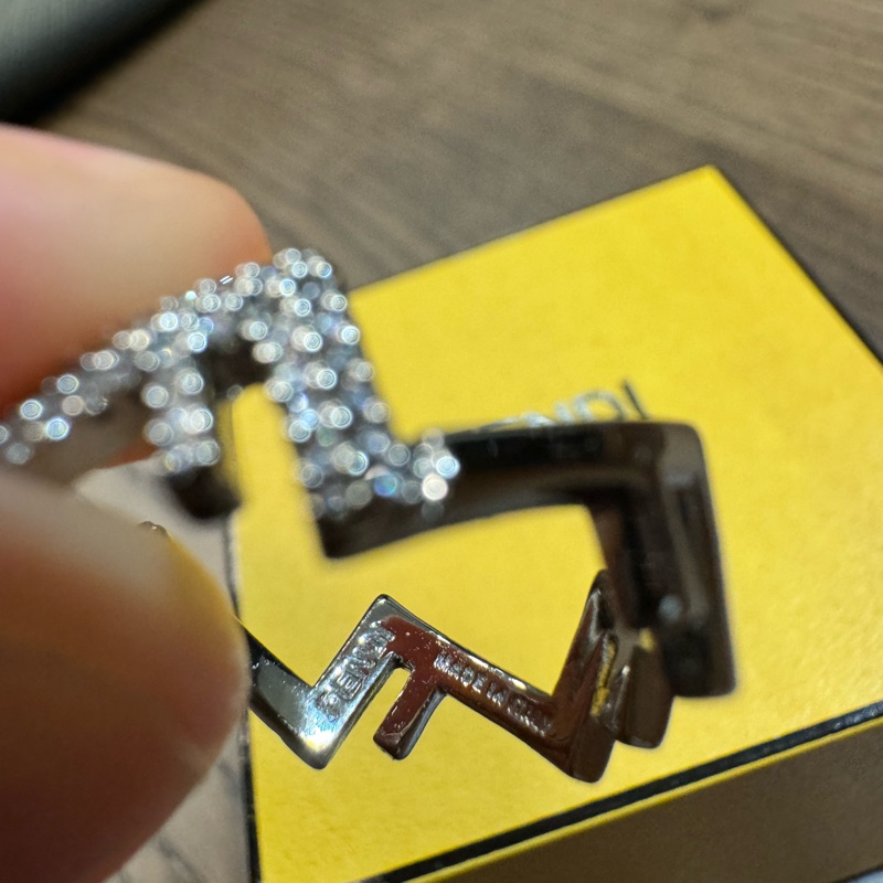 Fendi Five 銀色小碎鑽戒指-3