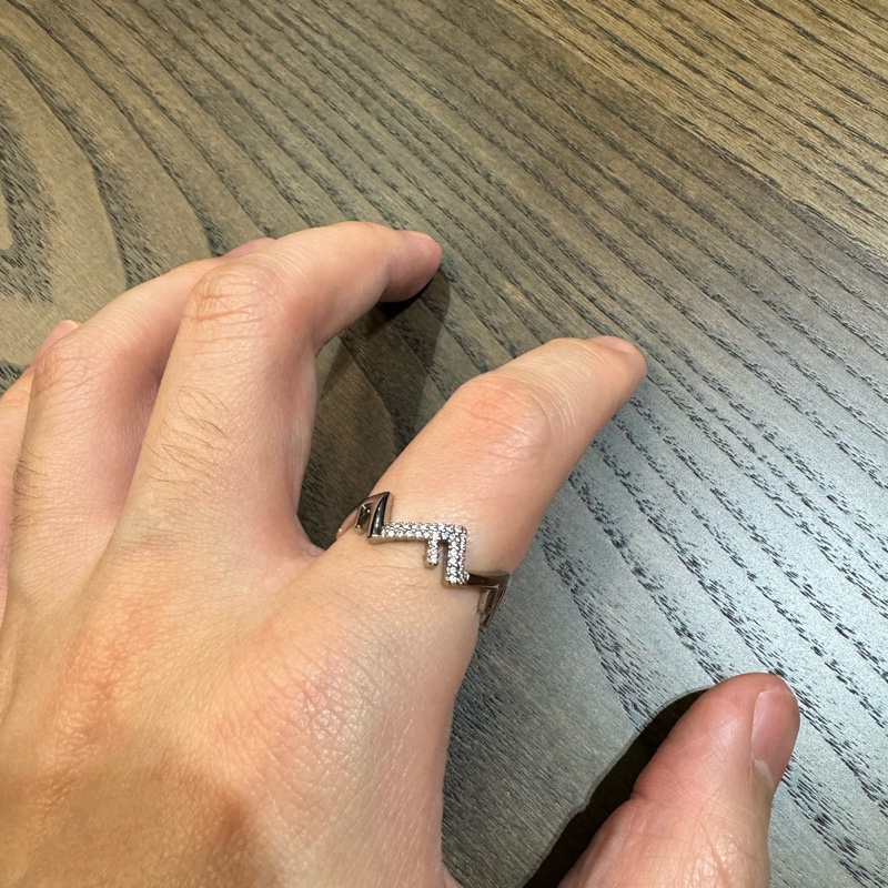 Fendi Five 銀色小碎鑽戒指-6