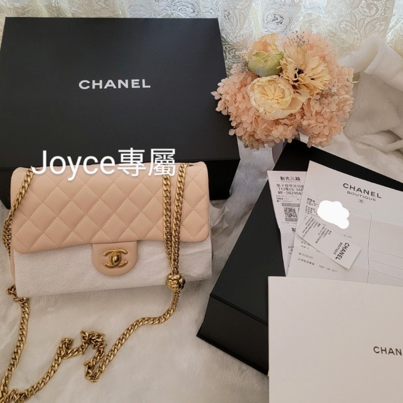 ❤️出售：香奈兒23s山茶花鍊條包 蜜桃粉杏色 CF23-0