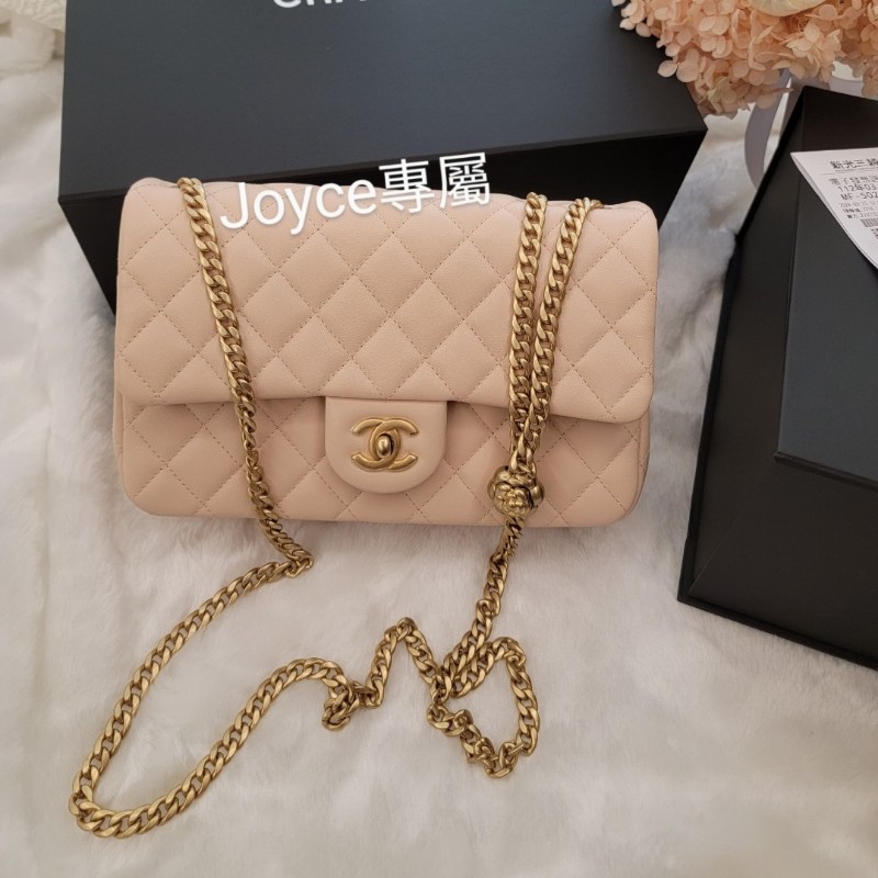 ❤️出售：香奈兒23s山茶花鍊條包 蜜桃粉杏色 CF23-1